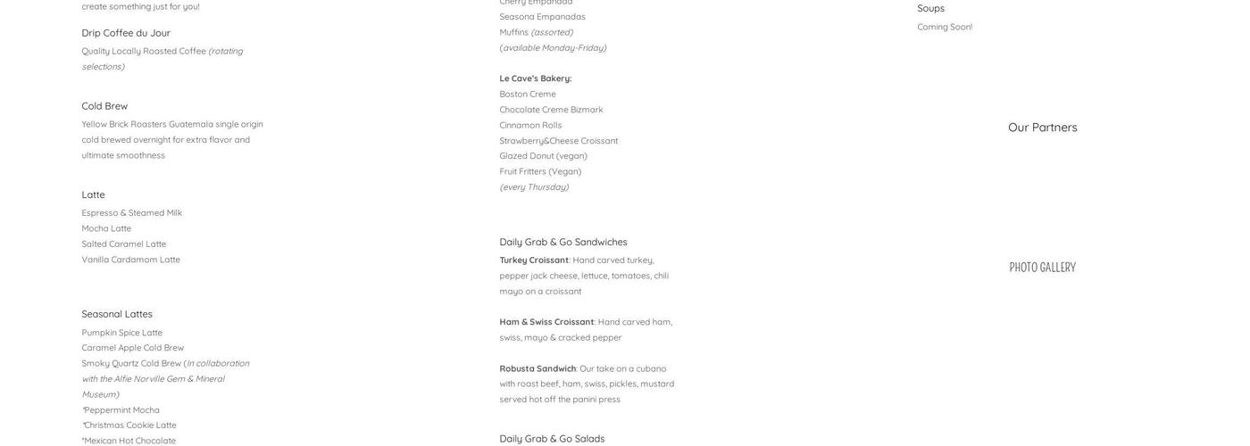 Five to Oh Coffee Menu