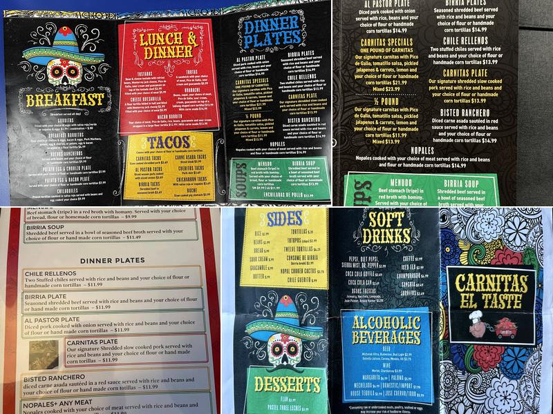 Carnitas El Taste Foothills Menu