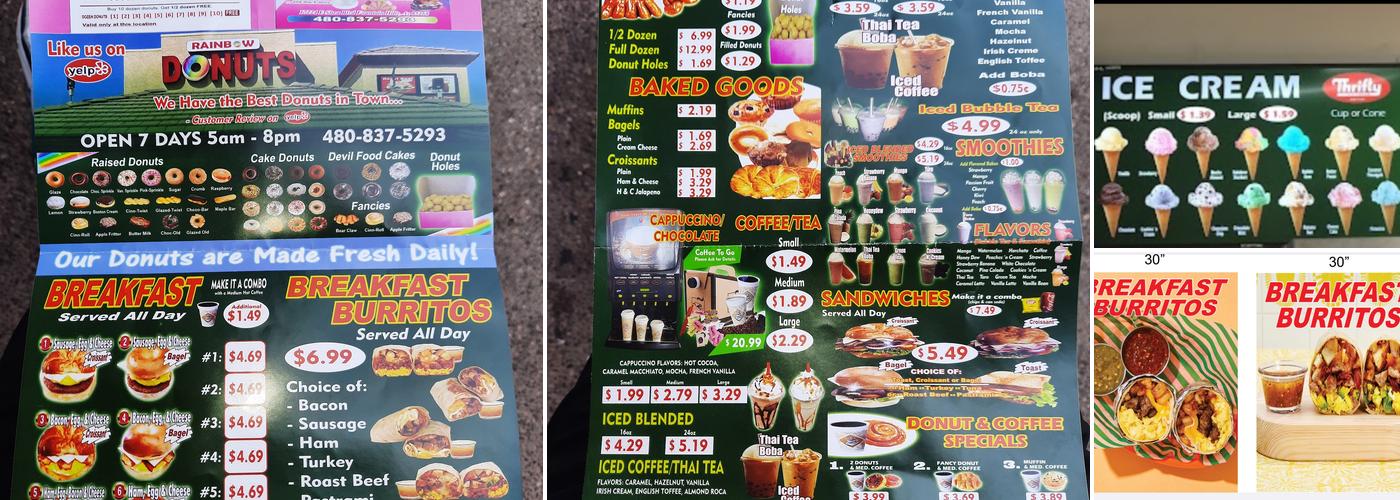 Rainbow Donuts Menu