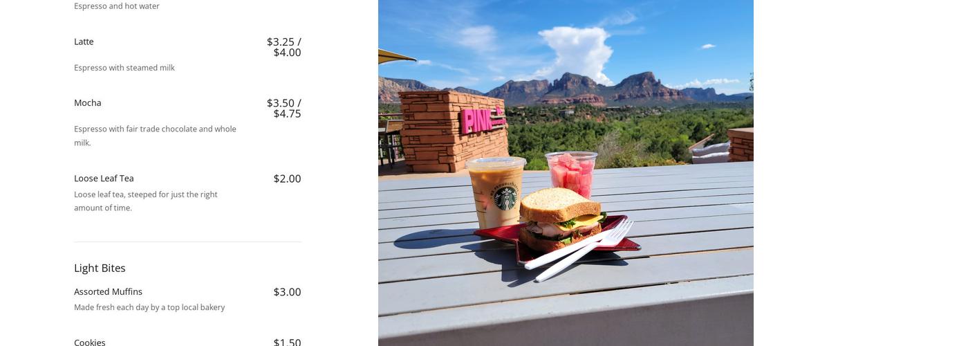 Before & After Java Cafe Menu