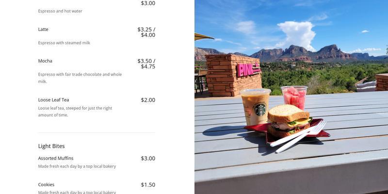 Before & After Java Cafe Menu