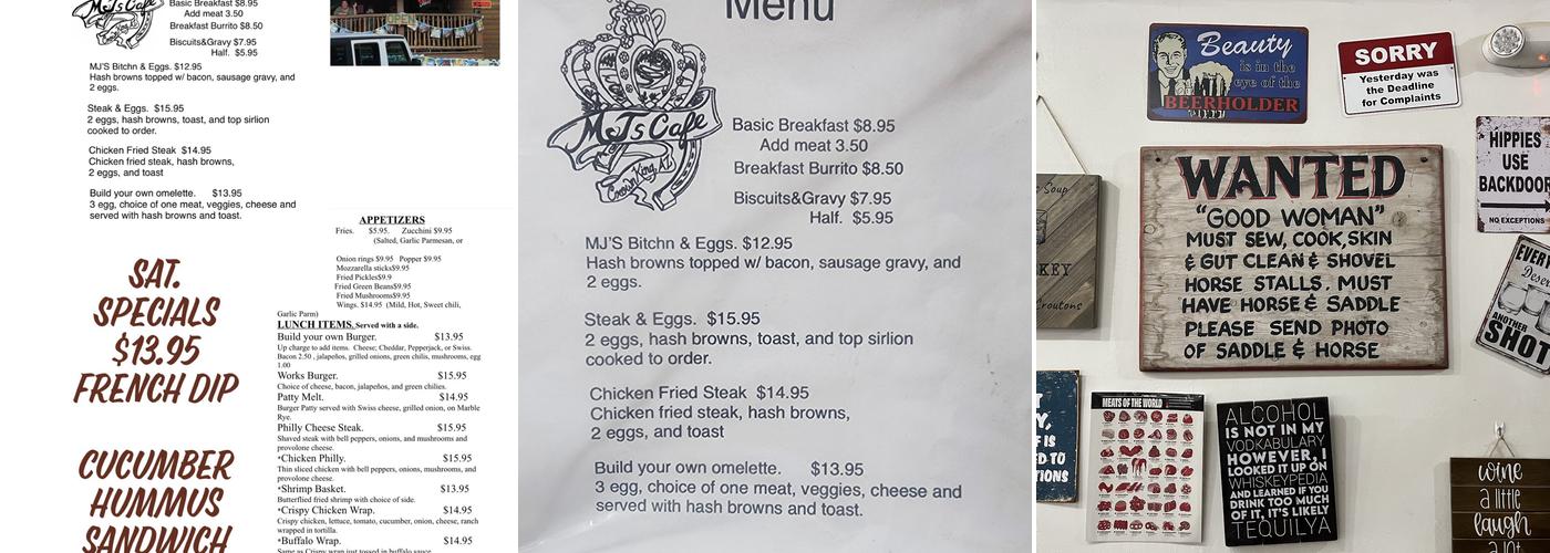 MJ’s Cafe Menu