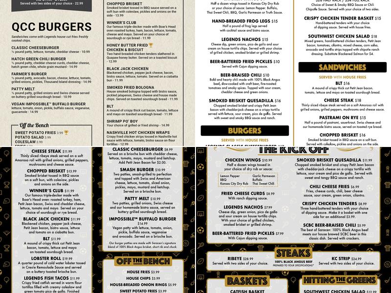 Legends Sports Bar Menu
