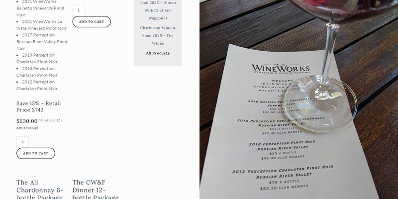 William Henry WineWorks Tasting Room Menu