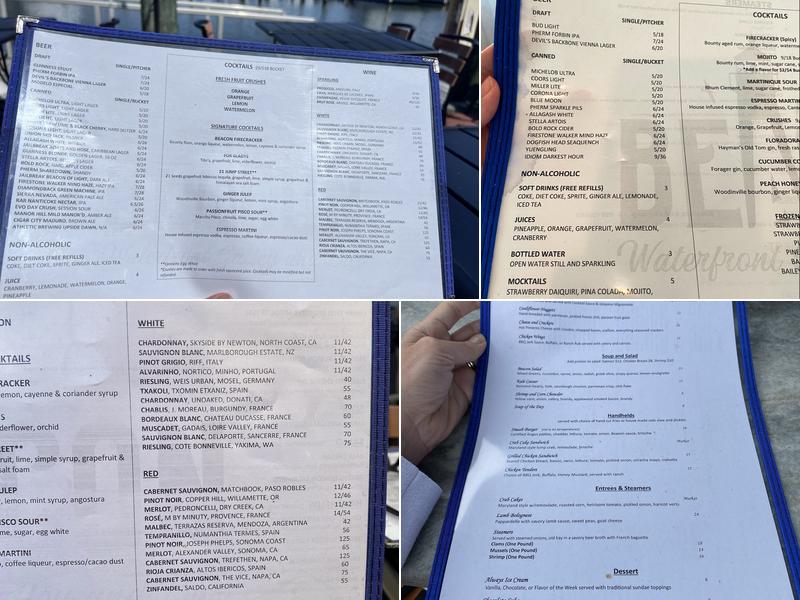 Beacon Waterfront Menu