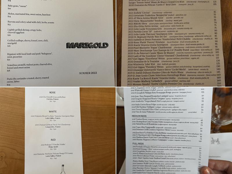 Marigold Lyons Menu