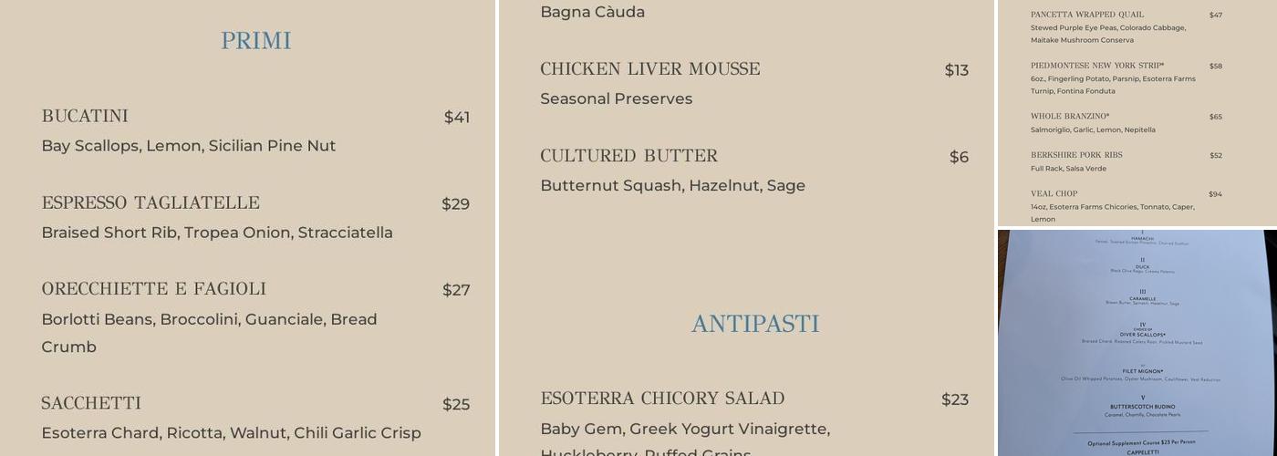 Radicato Breckenridge Menu