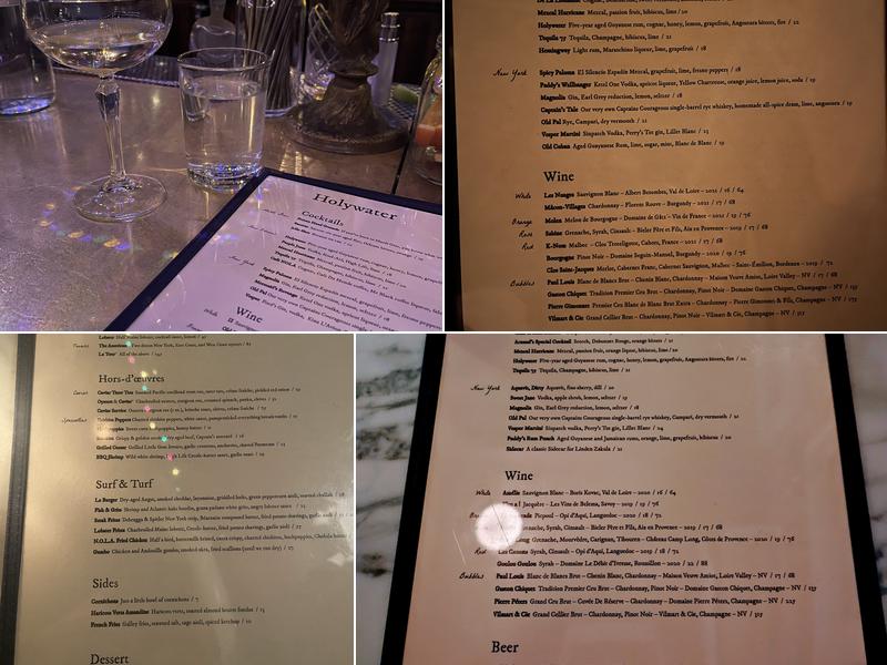 Holywater Menu