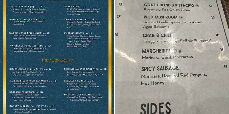 Twenty One Pips Menu