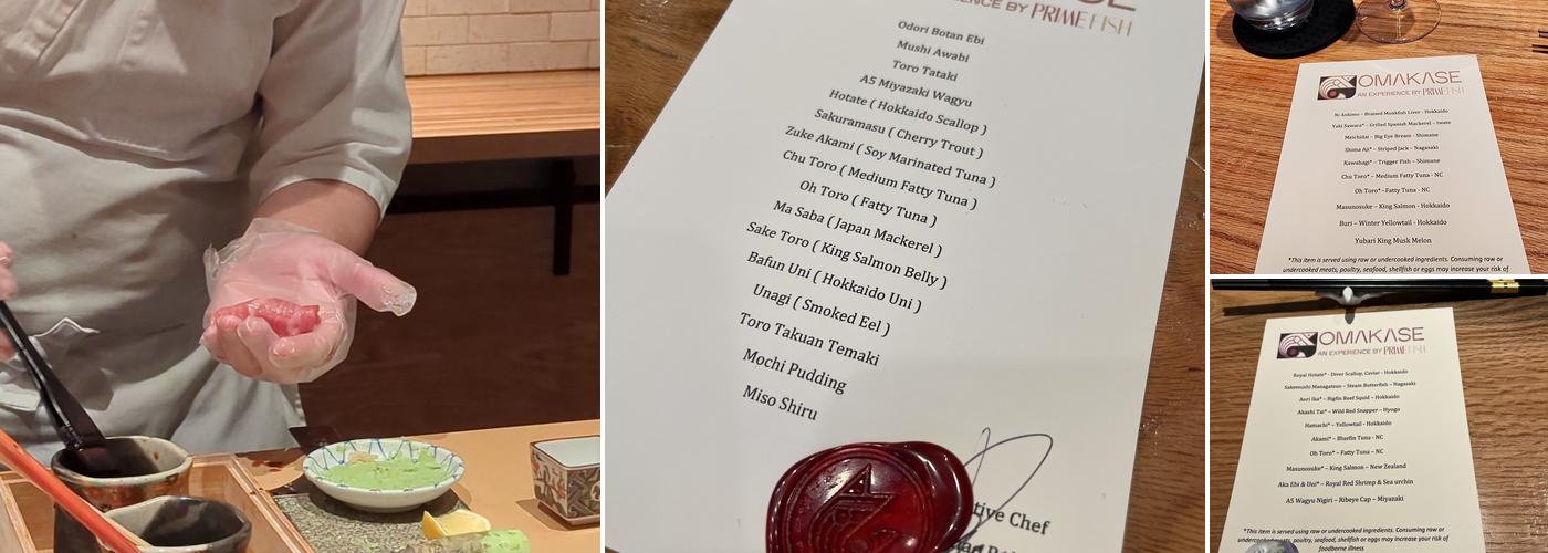 Omakase Experience Charlotte Menu