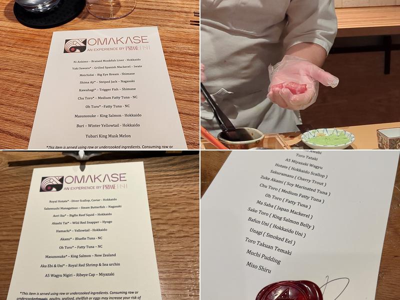 Omakase Experience Charlotte Menu