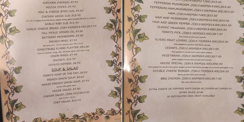 Cedar Pizza & Steak House Menu