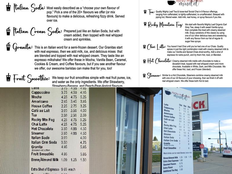 Rocky Mountain Mudd Menu