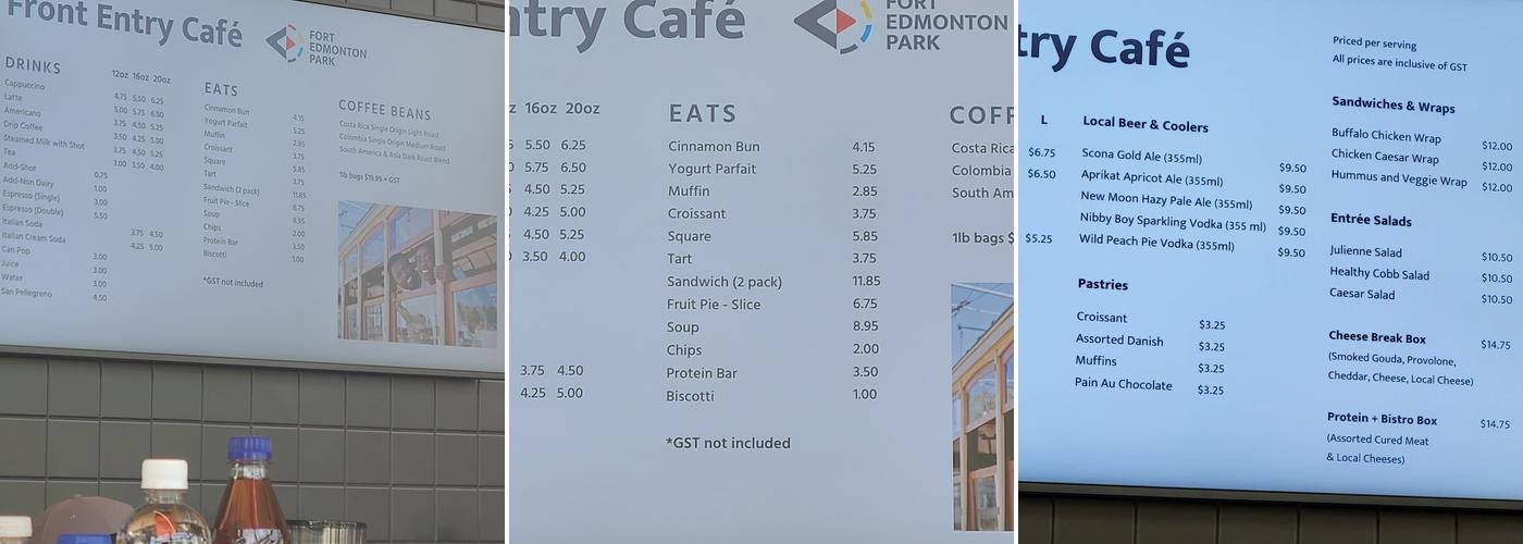 Front Entry Café Menu