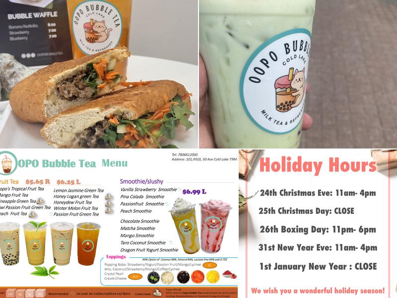 Oopo Bubble tea Menu
