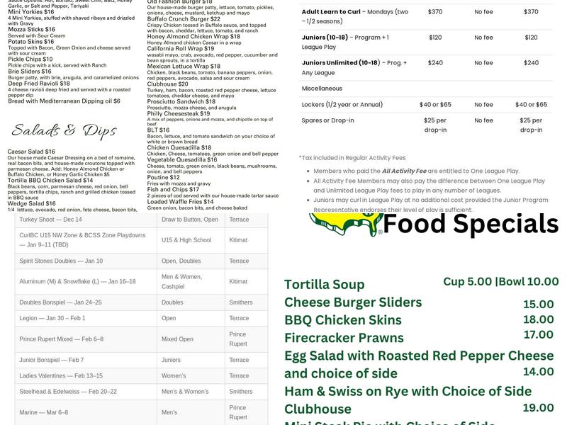 Hirsch Creek Bar & Grill Menu