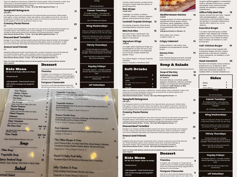 Office Bar | Bistro Menu