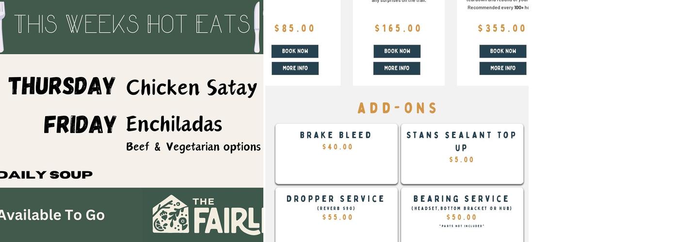 The Fix Cyclery and Cafe Menu