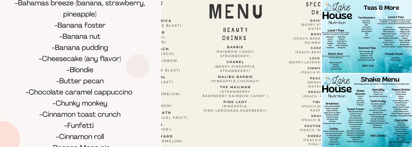 Lake House Nutrition Menu