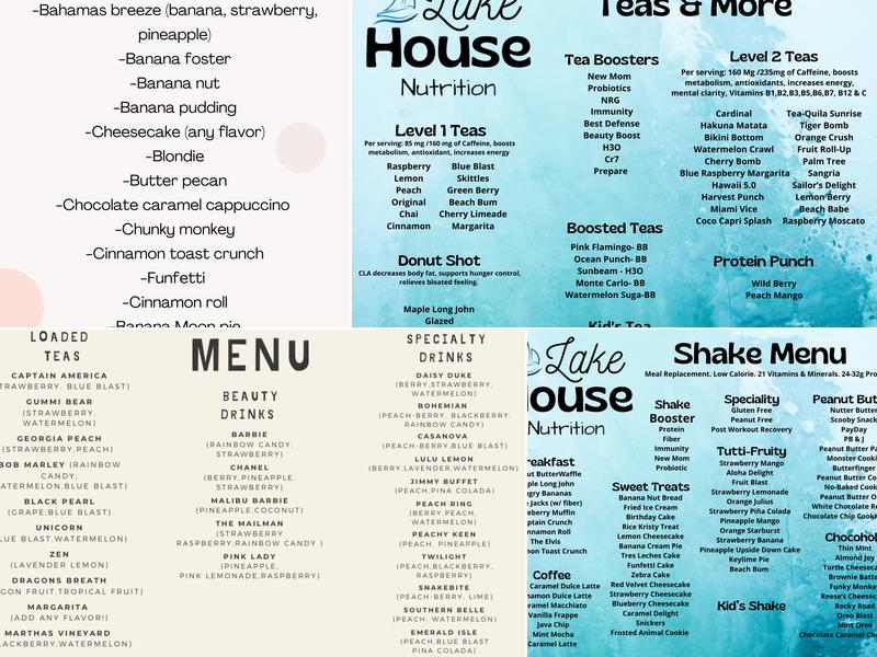 Lake House Nutrition Menu