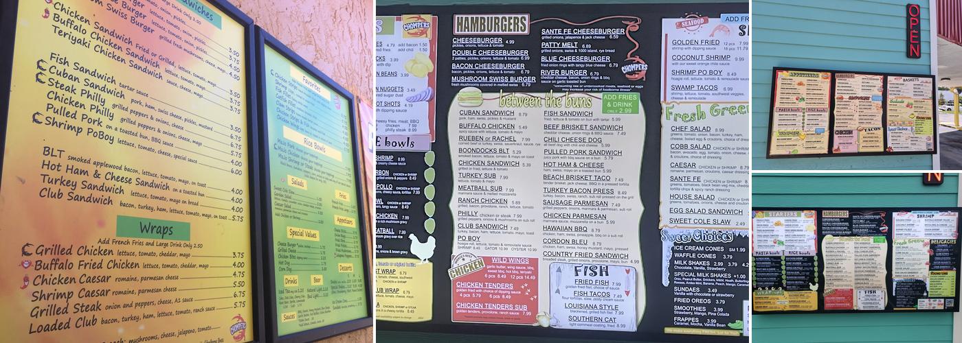 Chompers Diner Menu