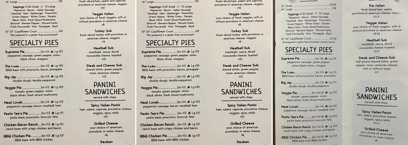 The Pie Hole Menu