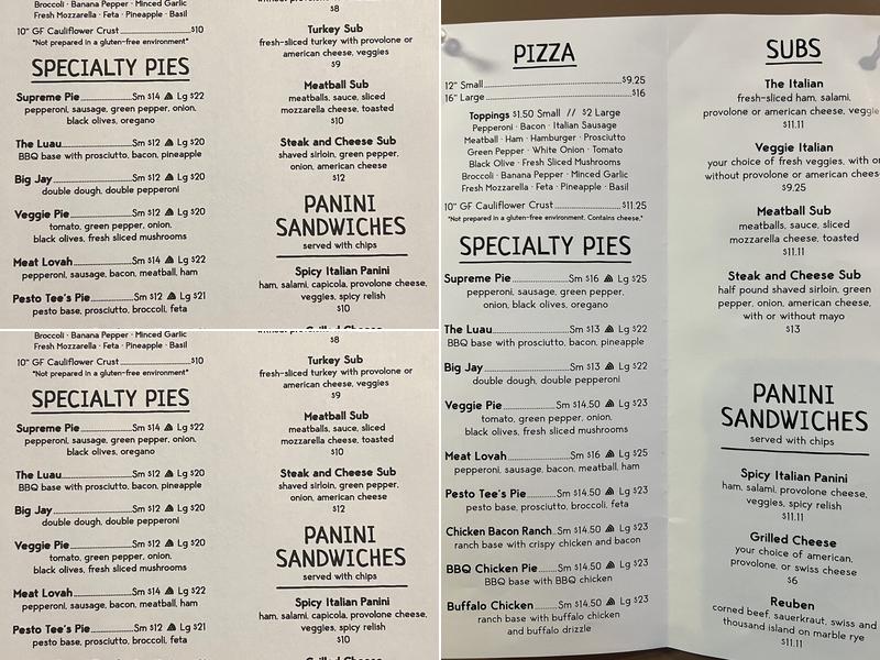 The Pie Hole Menu