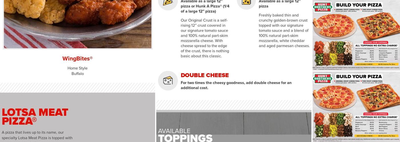 Hunt Brothers Pizza Menu