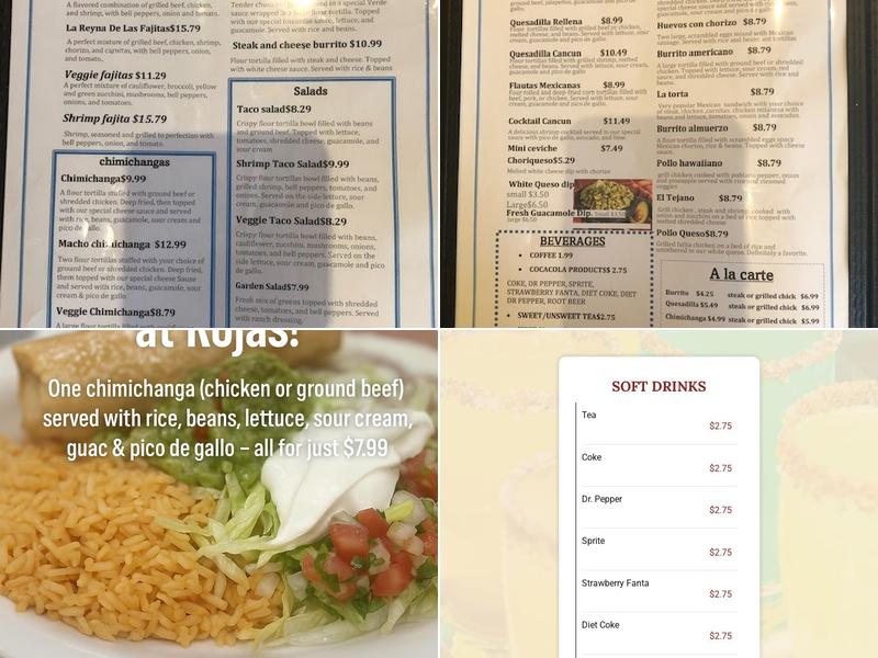 Rojas mexican restaurant and cantina Menu
