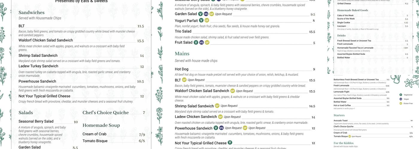 Ladew Café Menu
