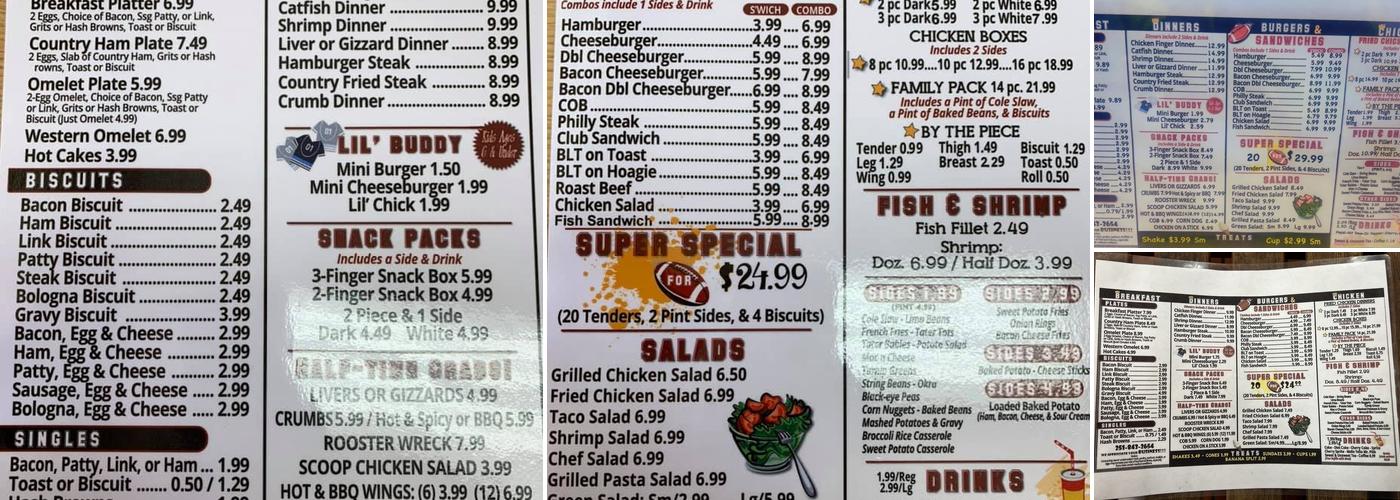 King Chick Menu
