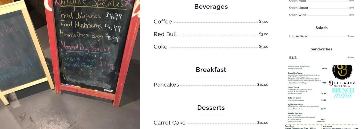 Bellajos Menu
