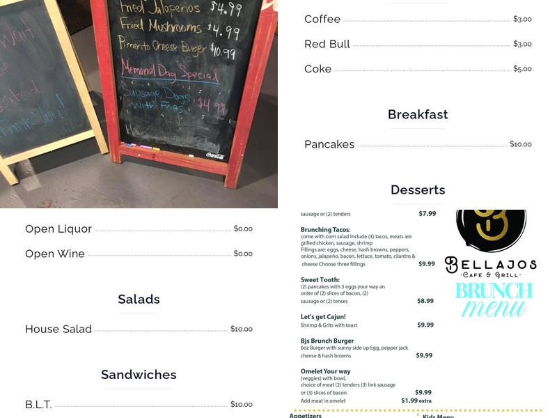 Bellajos Menu