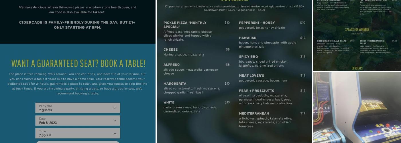 Cidercade Fort Worth Menu