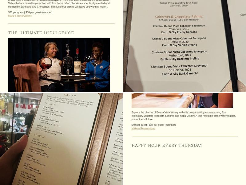 Chateau Buena Vista Menu