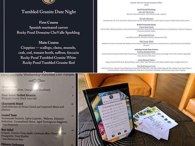 Rocky Pond Winery Tasting Room Menu