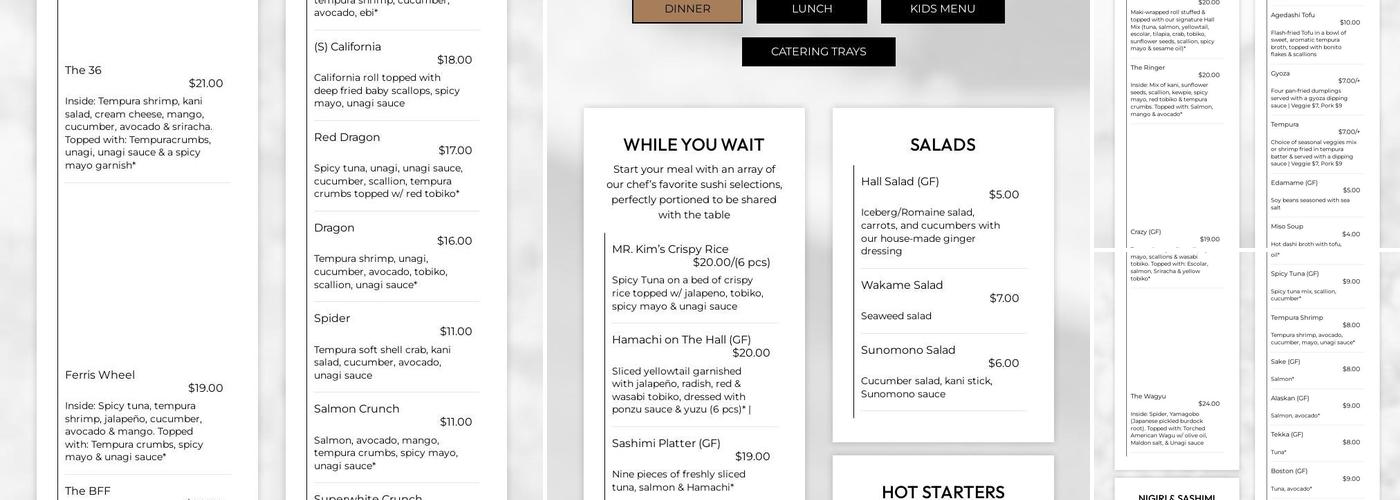 Sushi Hall Menu