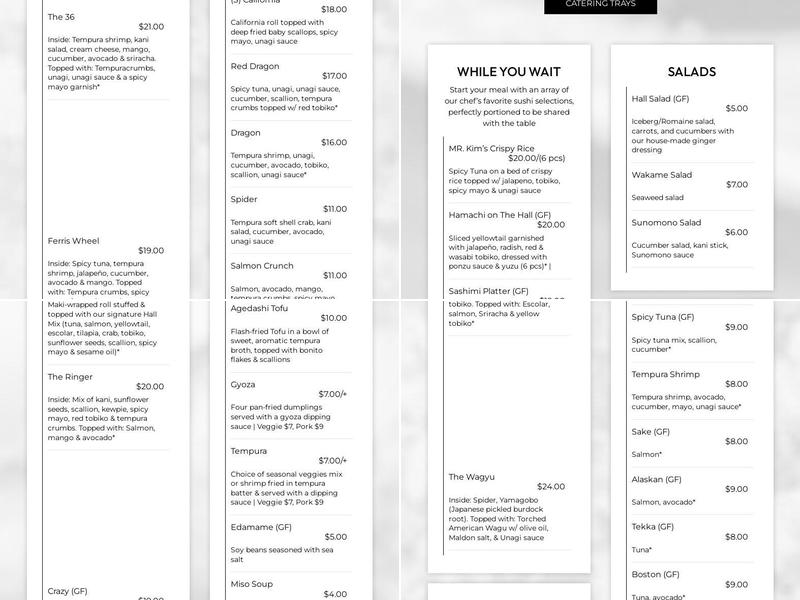 Sushi Hall Menu