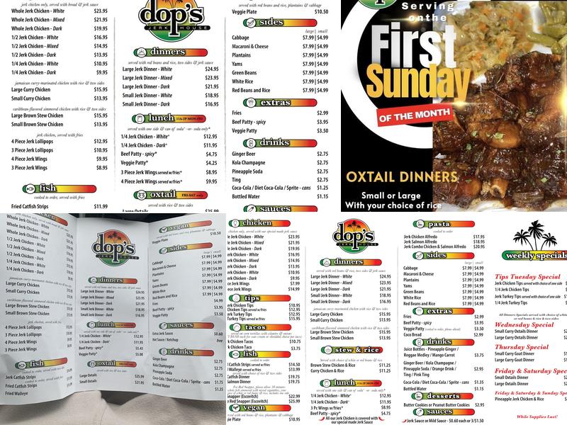 Dop's Jerk House Menu
