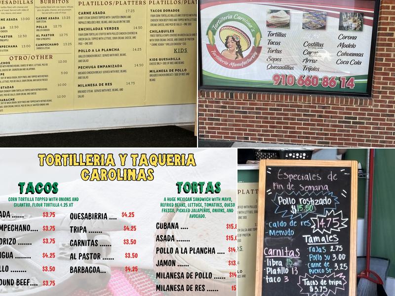 Tortilleria Y Taqueria Carolinas Menu