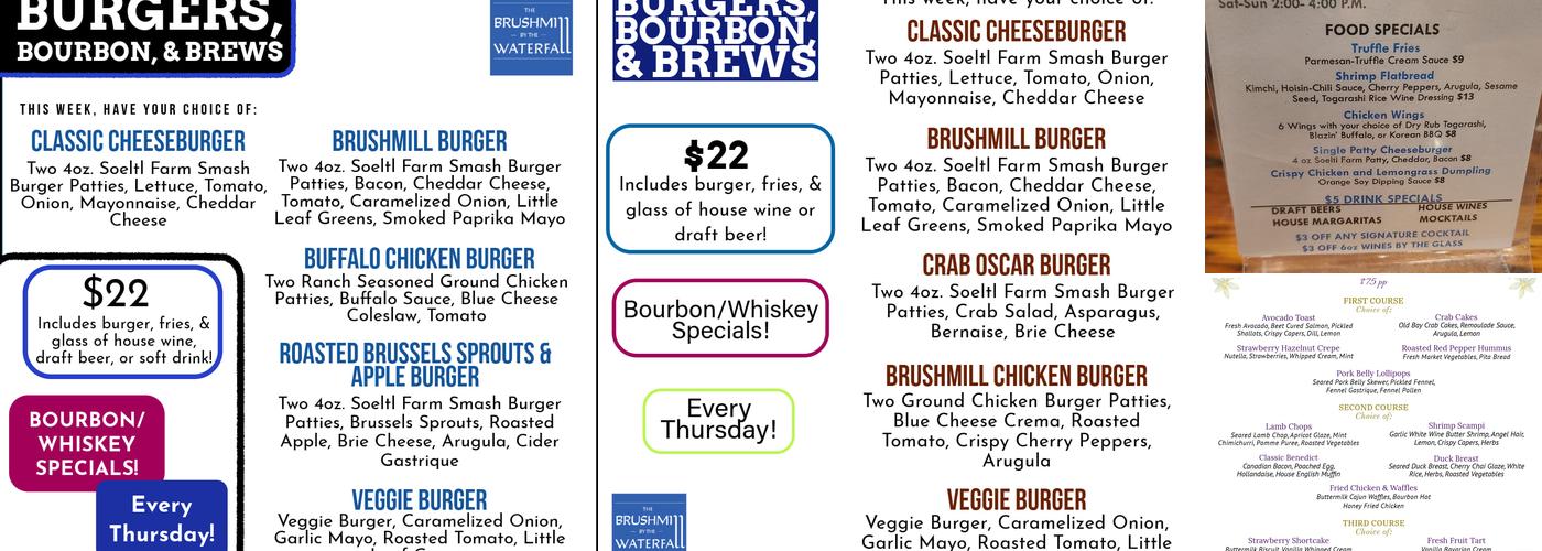 The Brushmill by the Waterfall Menu