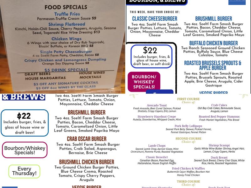 The Brushmill by the Waterfall Menu