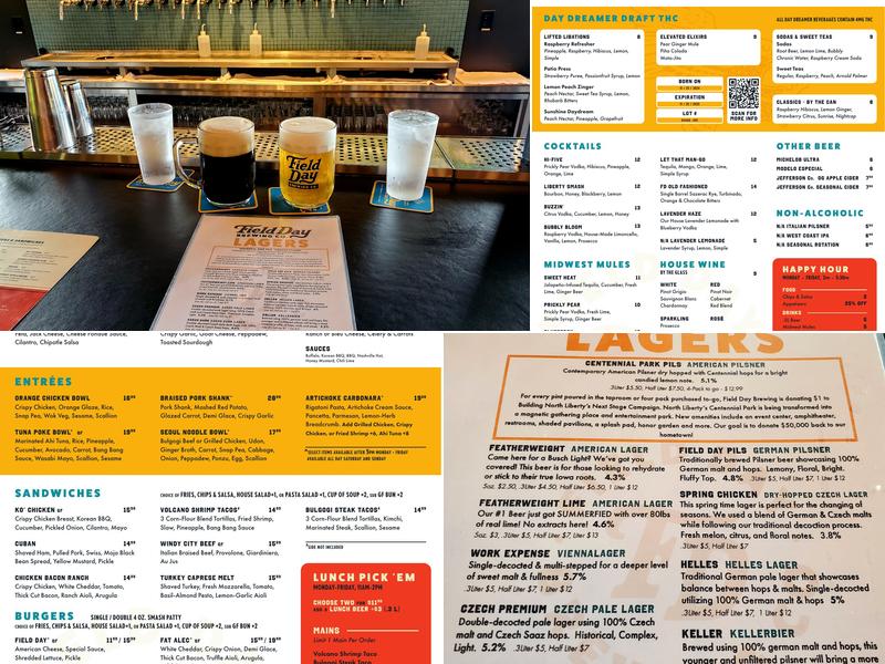 Field Day Brewing Co. Menu