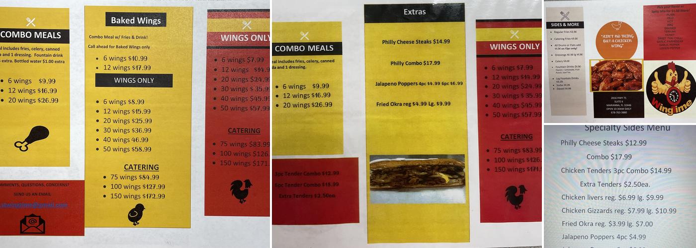 Wing Time Menu