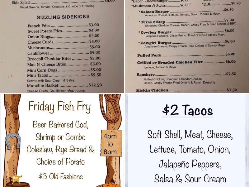 Saddle Up Saloon Menu