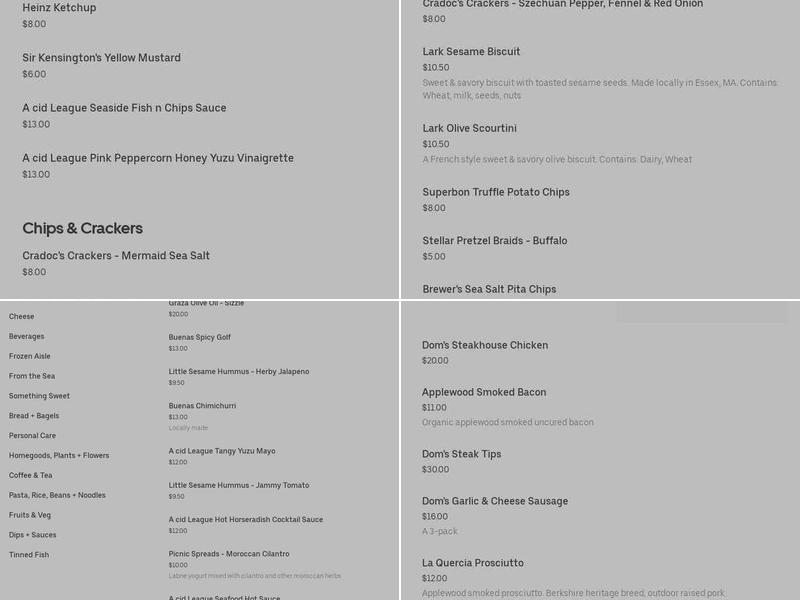 EBO & Co. Grocery Menu