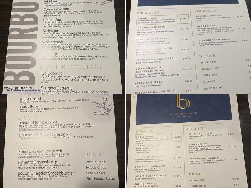 Bred & Bourbon Menu