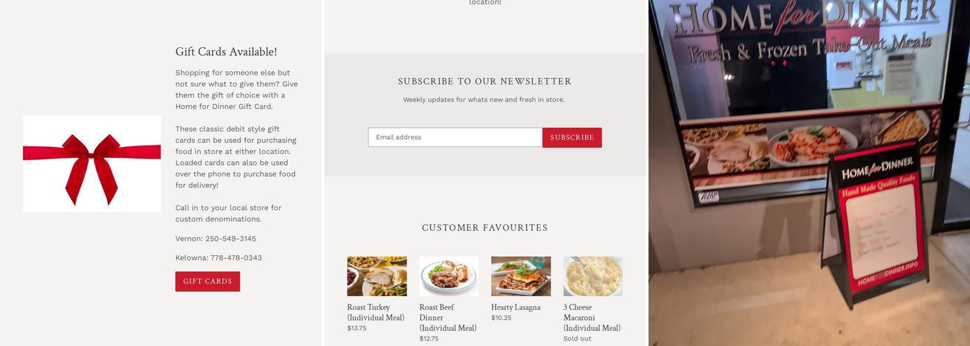 Home For Dinner Menu