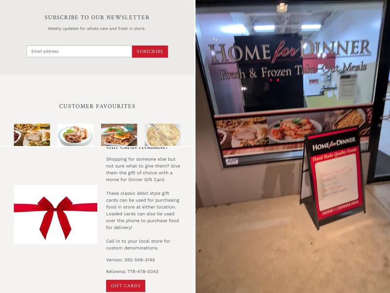 Home For Dinner Menu