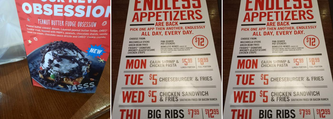 TGI Fridays Menu